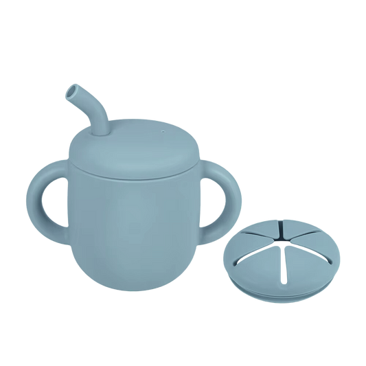 Vasito 2 en 1: Tapa sippy + snack anti-caída (250ml)