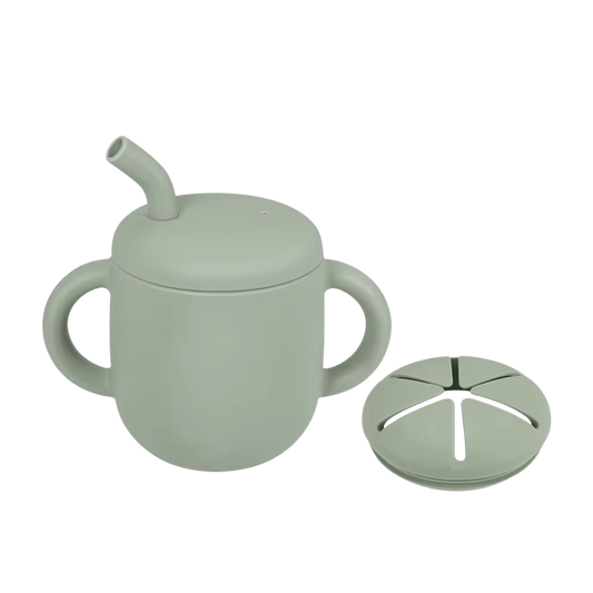 Vasito 2 en 1: Tapa sippy + snack anti-caída (250ml)