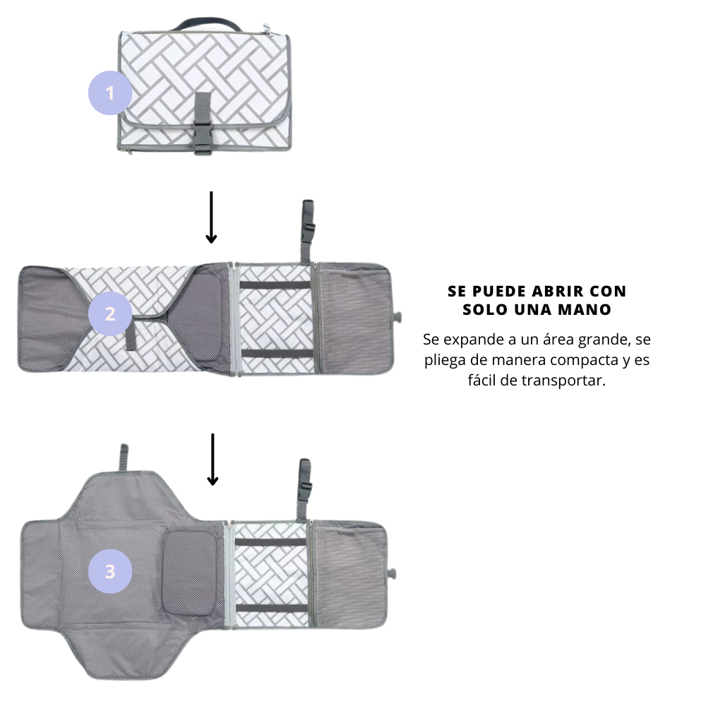 Cambiador impermeable y portátil con cierre broche