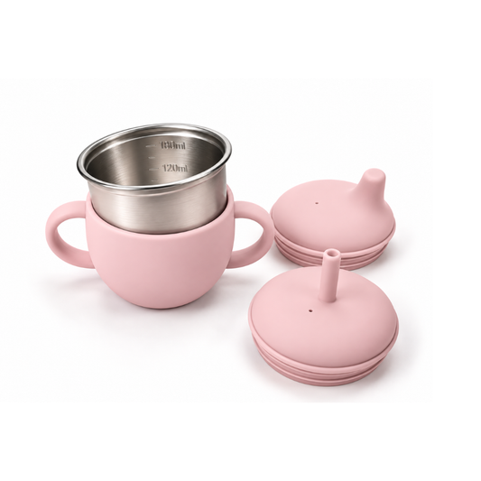 Vasito evolutivo 3 en 1 (180ml) · Inox + Silicona