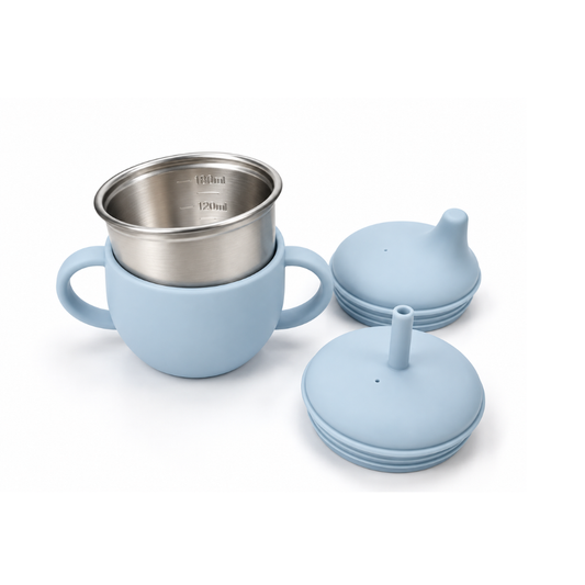 Vasito evolutivo 3 en 1 (180ml) · Inox + Silicona