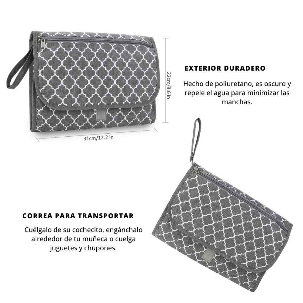 Cambiador impermeable y portátil con cierre velcro