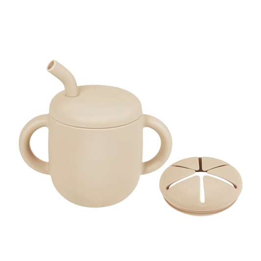 Vasito 2 en 1: Tapa sippy + snack anti-caída (250ml)