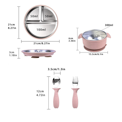 Set de alimentación de acero inoxidable+silicona