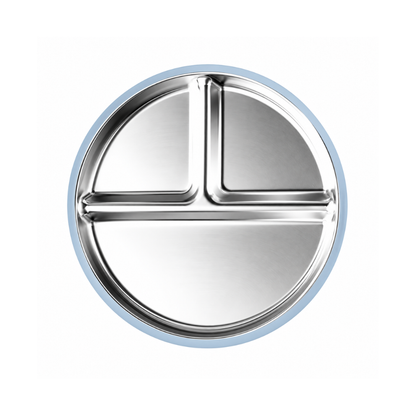 Plato con divisiones y succión · Inox + Silicona