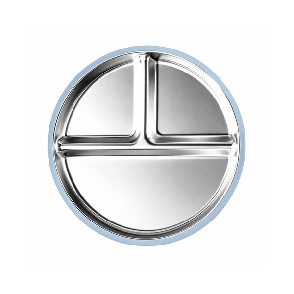 Plato con divisiones y succión · Inox + Silicona