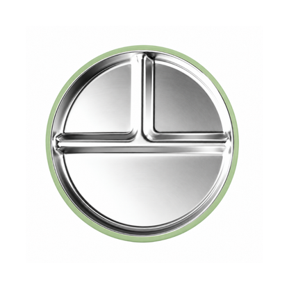 Plato con divisiones y succión · Inox + Silicona