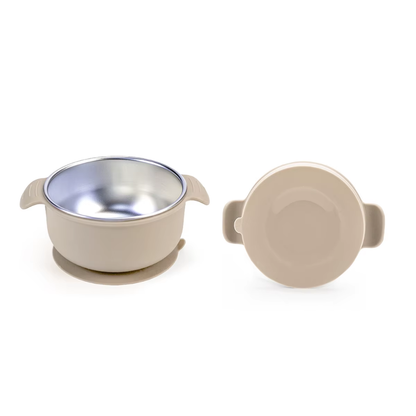 Bowl de acero inoxidable con divisiones y succión de silicona