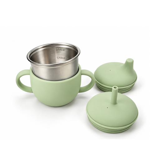 Vasito evolutivo 3 en 1 (180ml) · Inox + Silicona