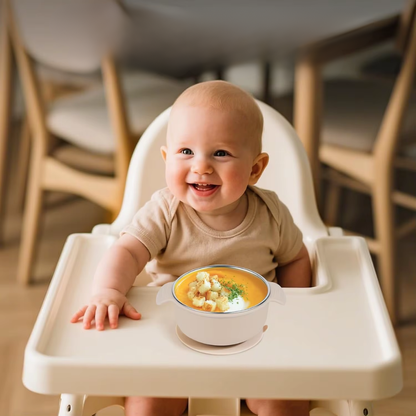 Bowl de acero inoxidable con divisiones y succión de silicona