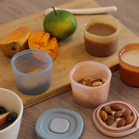 Pack snack: Contenedores 8onz + 4onz + tapa snack anti-caída