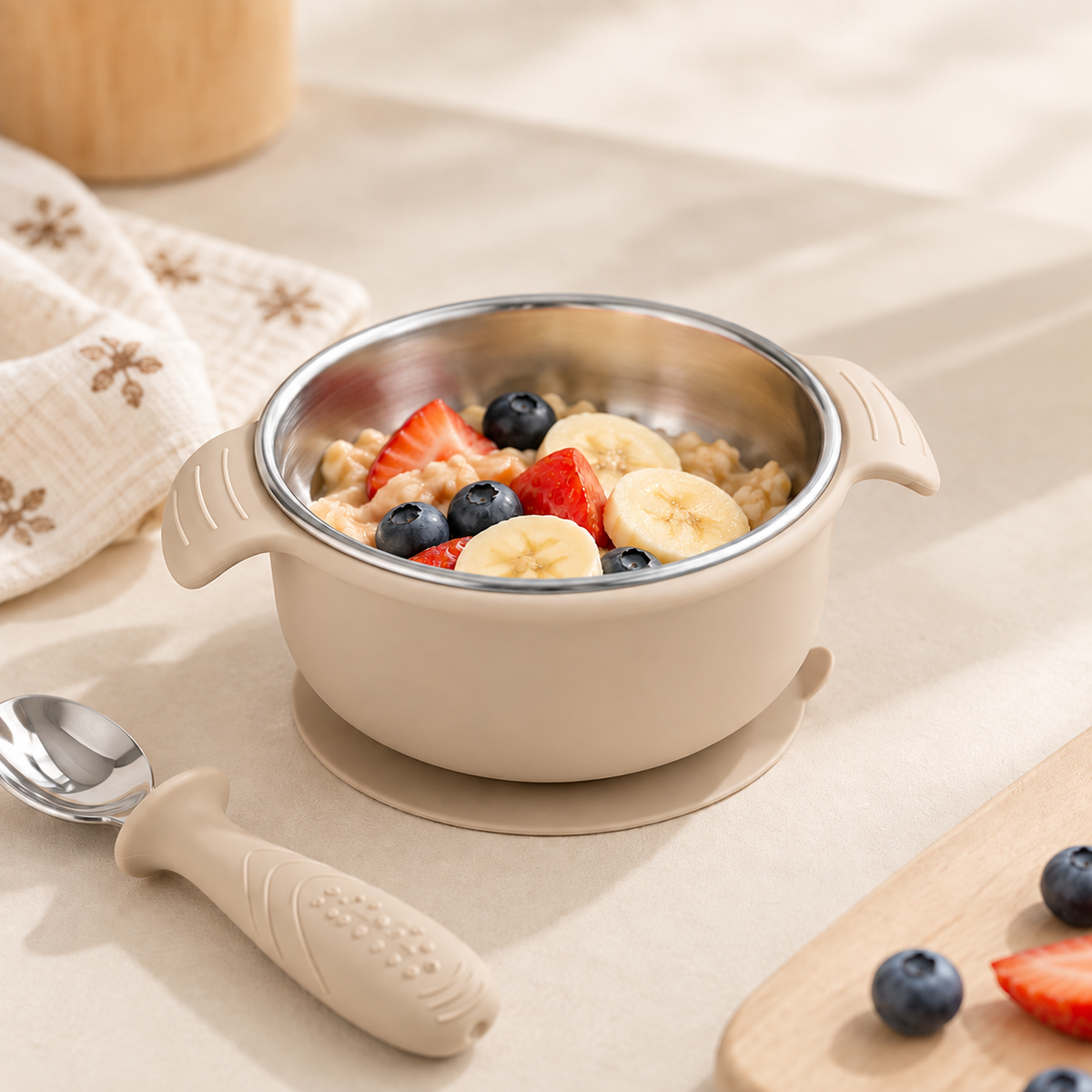 Bowl con succión · Inox + Silicona