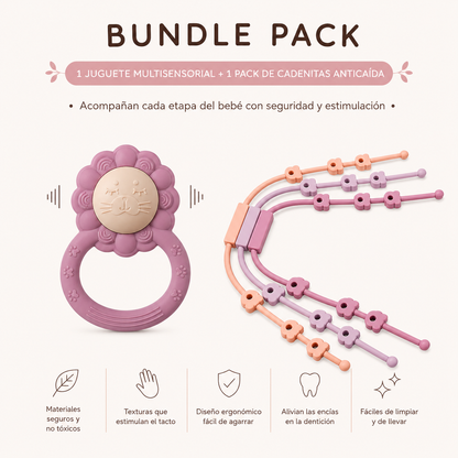Bundle Pack Sonajero Little Leo + 3 Cadenitas Anti-caída