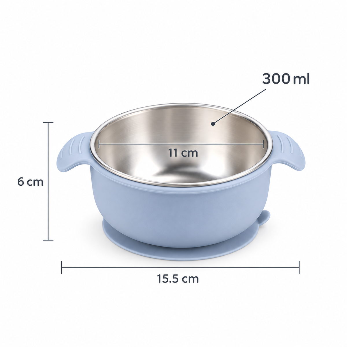 Bowl con succión · Inox + Silicona