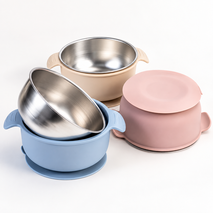 Bowl con succión · Inox + Silicona