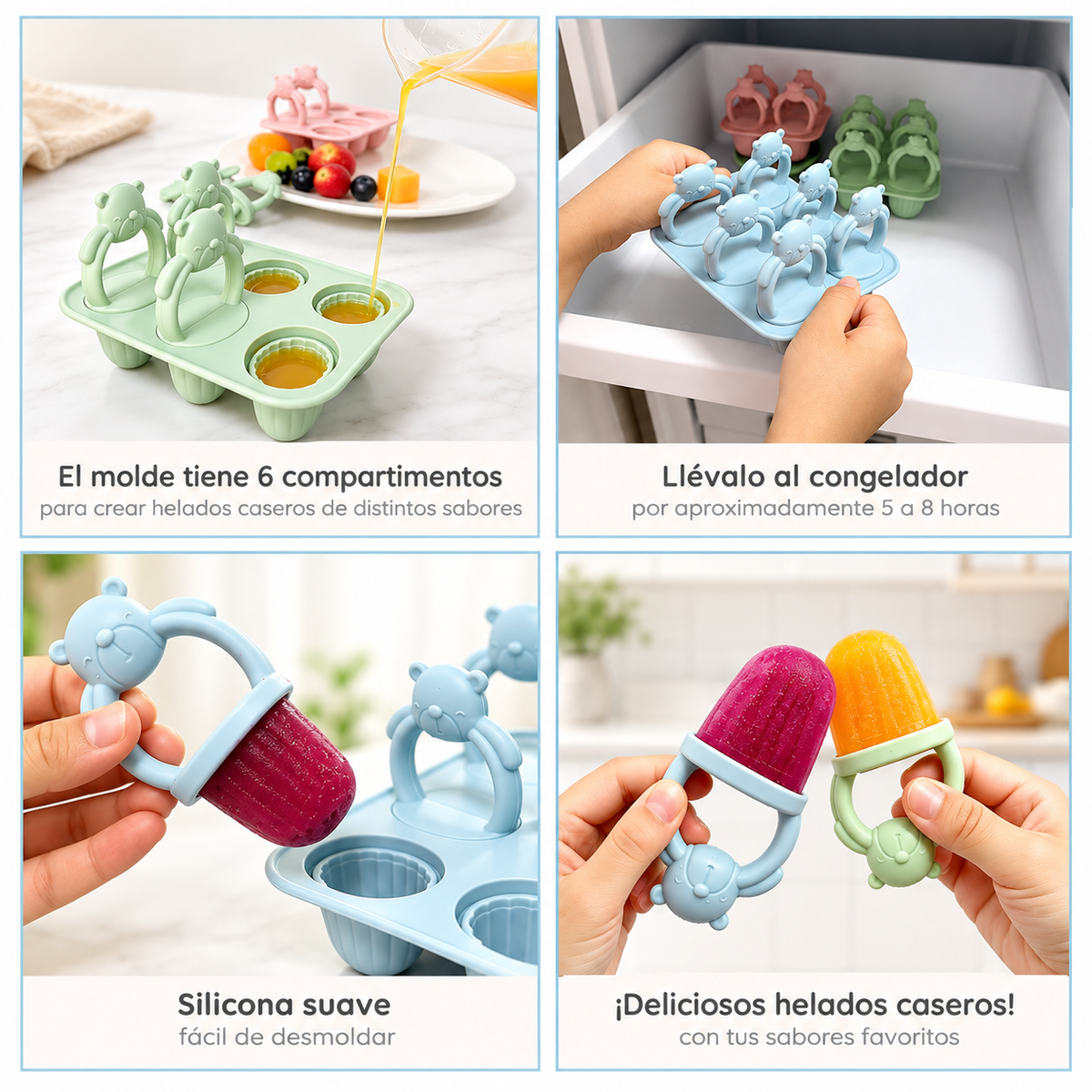 Molde mini helados Bear (20ml c/u) · x6