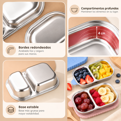 Lunch box 3-section (500ml) · Inox + Silicona