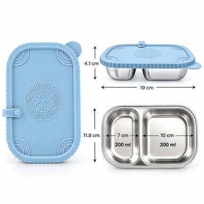 Lunch box 3-section (500ml) · Inox + Silicona