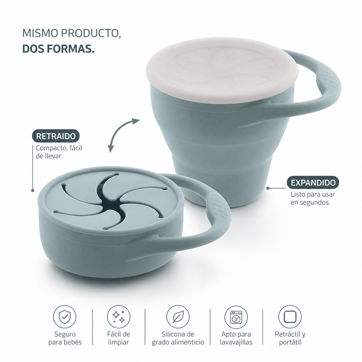 Vaso snack retráctil anti-caída