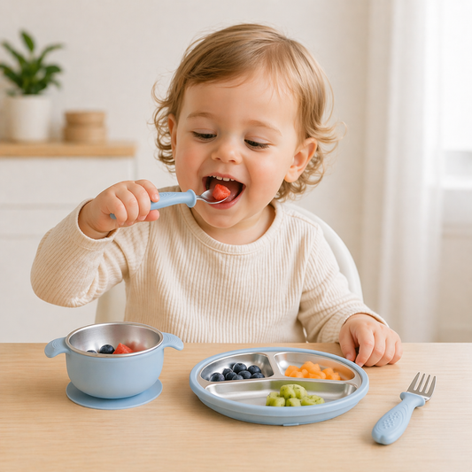 Set de alimentación de acero inoxidable+silicona