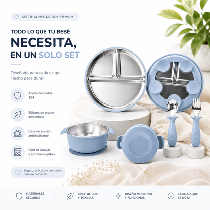 Set de alimentación de acero inoxidable+silicona