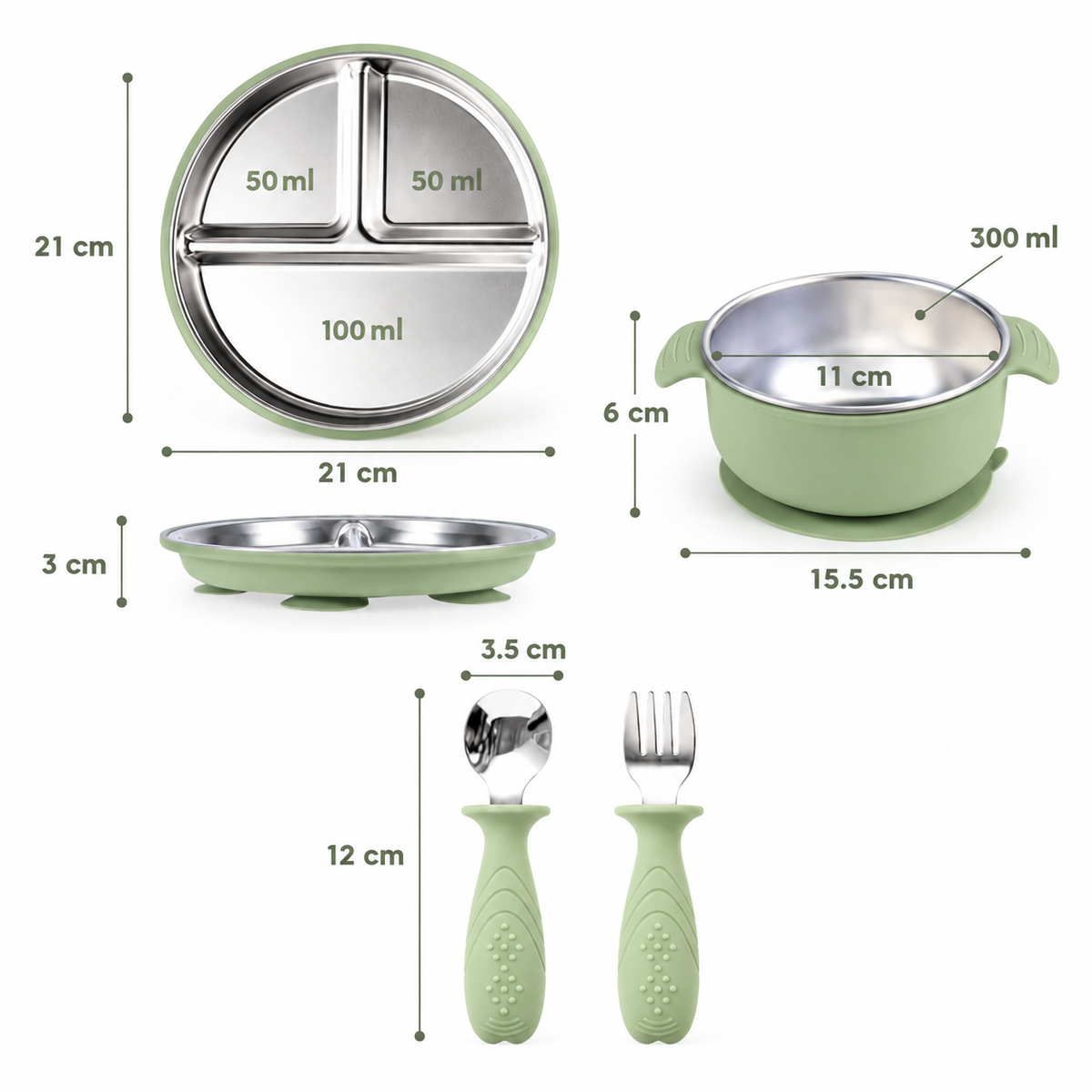 Bundle Hora de Comer · Inox + Silicona · x4