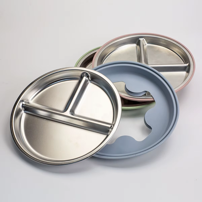 Plato con divisiones de acero inoxidable+silicona