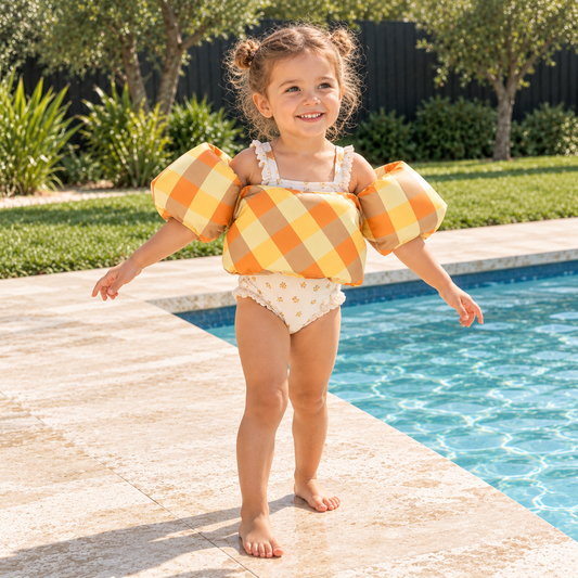 Chaleco Flotador con Mangas Gingham (2-6A)