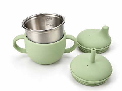 Vasito evolutivo 3 en 1 (180ml) · Inox + Silicona