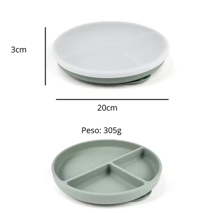Plato con divisiones, tapa y succión
